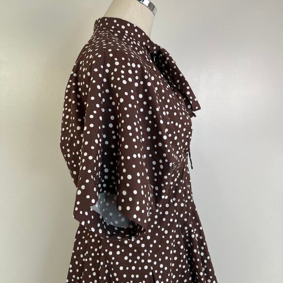 Exquise Janet Button-Front Pleated Mini Shirt Dress Tie-Neck Shirt Edition - Picture 9 of 13